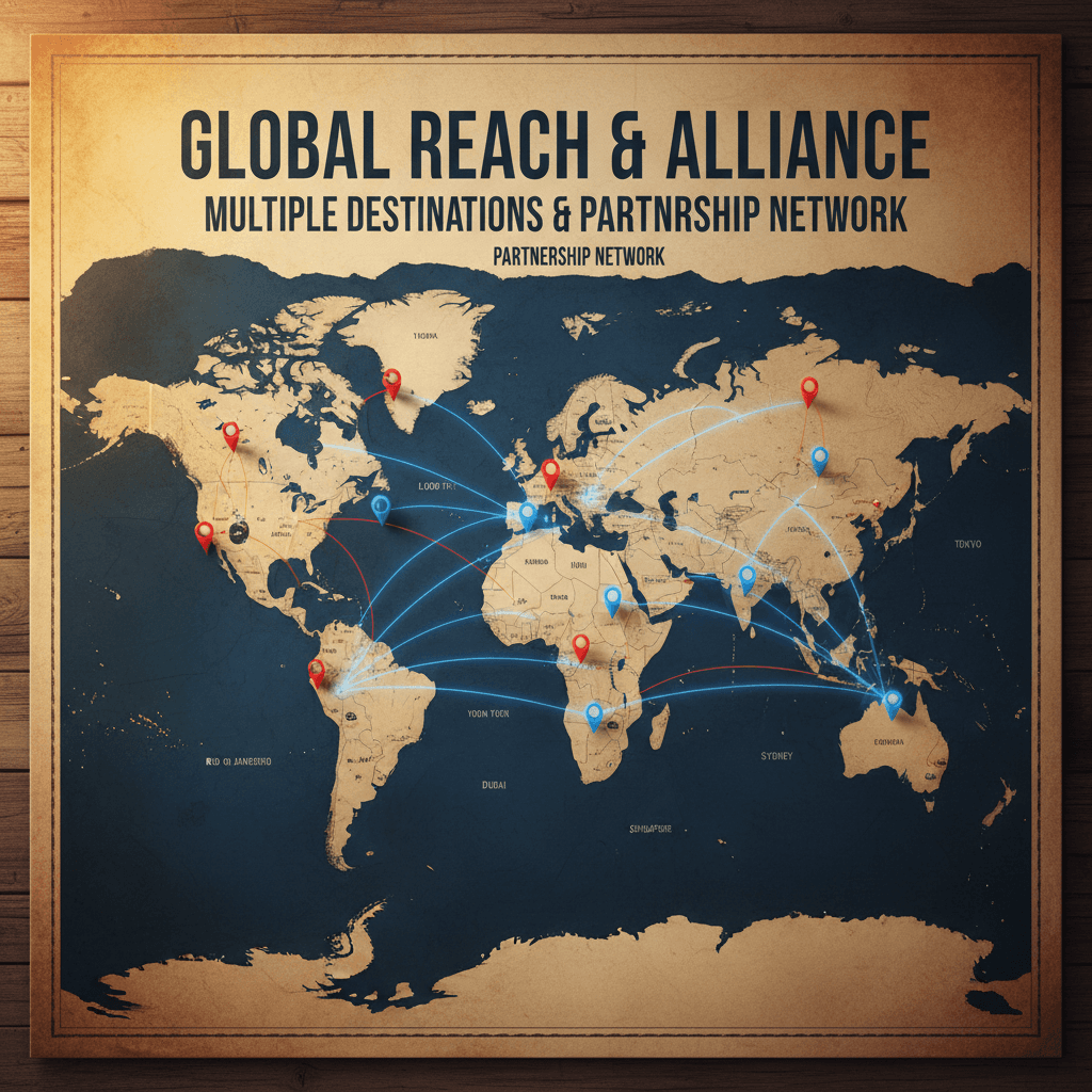 Global destinations and organizer network map