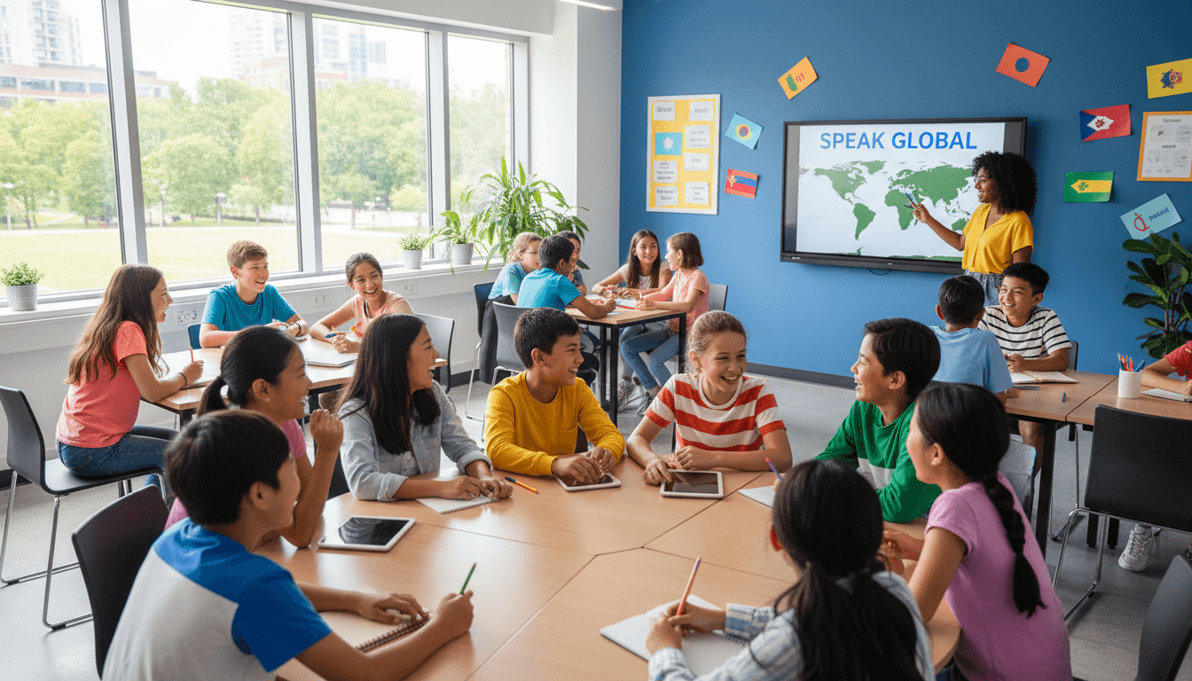 Young people from different backgrounds during language learning activity
