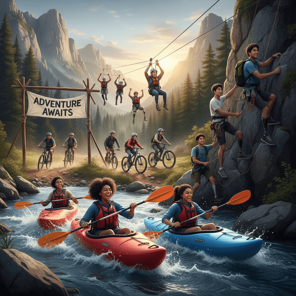 Young people enjoying various camp and trip activities