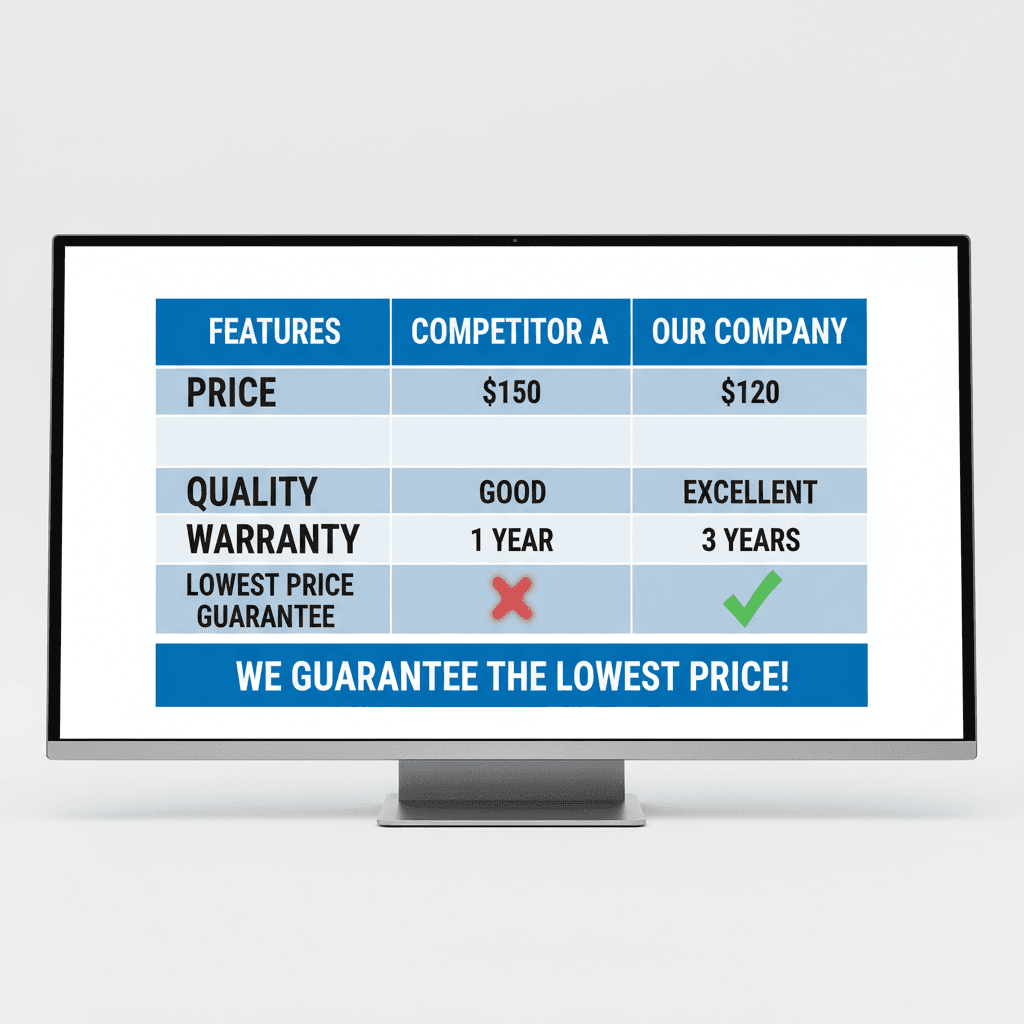Price comparison and guarantee visualization