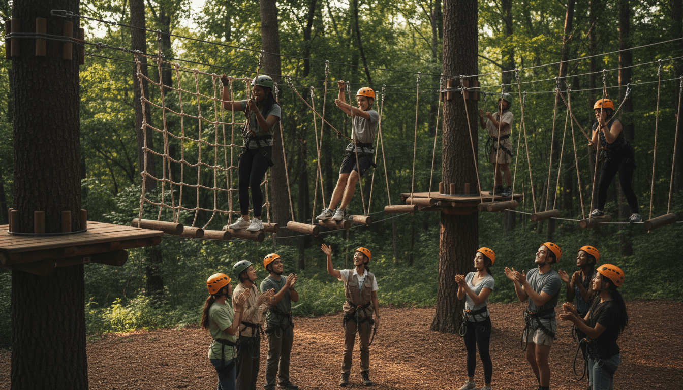 Teenagers on an outdoor adventure trip